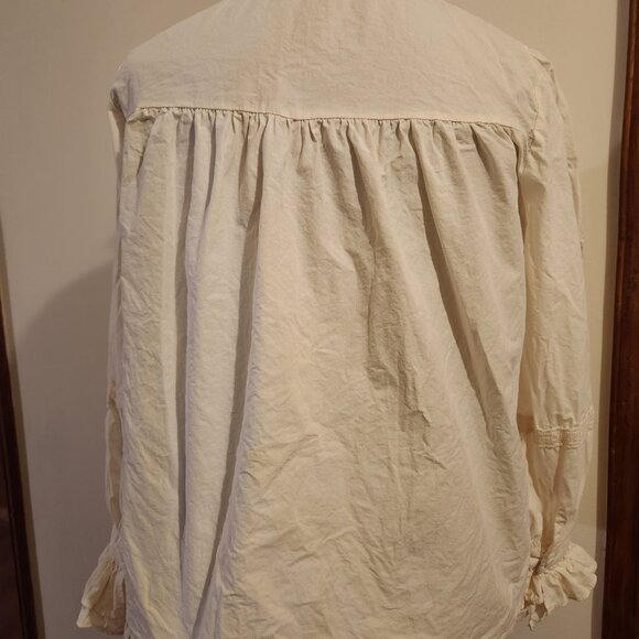 Cream wite blouse with ruffles and embroidery, XS-M size - Picture 3 of 5